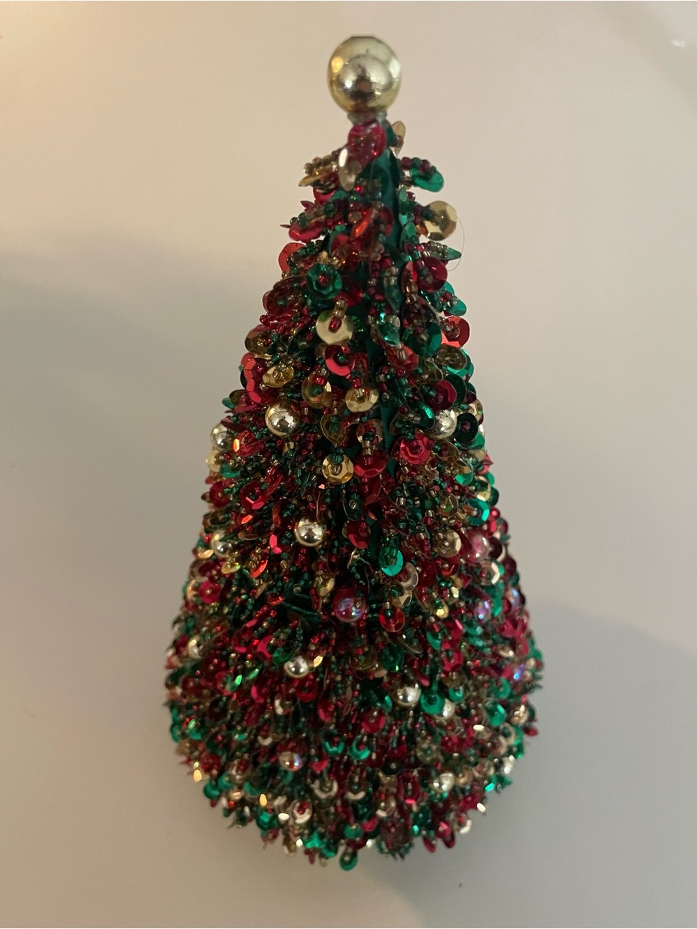 Holiday Sequin Mini Tree - Red & Green with Gold Accents